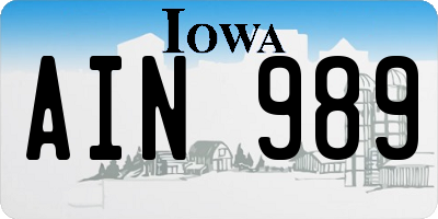 IA license plate AIN989
