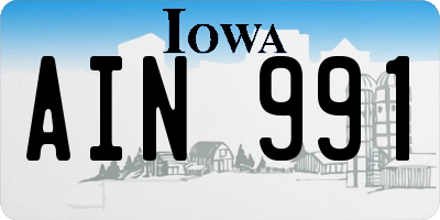 IA license plate AIN991