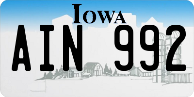 IA license plate AIN992