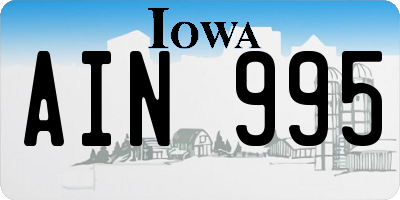 IA license plate AIN995