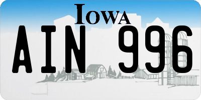 IA license plate AIN996