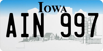 IA license plate AIN997