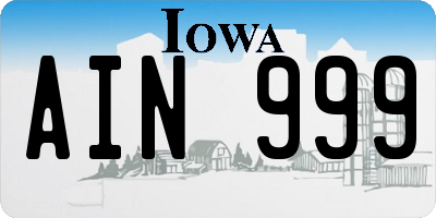 IA license plate AIN999