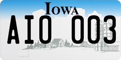 IA license plate AIO003