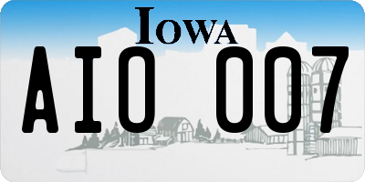 IA license plate AIO007