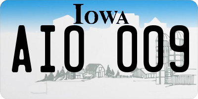IA license plate AIO009