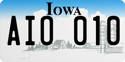 IA license plate AIO010
