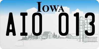 IA license plate AIO013