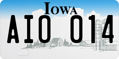 IA license plate AIO014