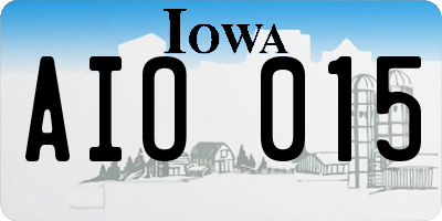 IA license plate AIO015