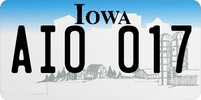IA license plate AIO017