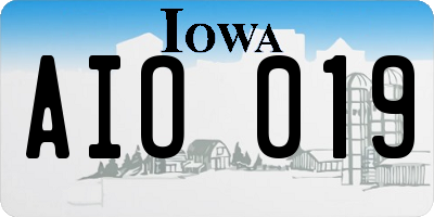 IA license plate AIO019