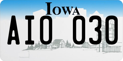 IA license plate AIO030