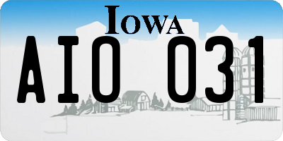 IA license plate AIO031
