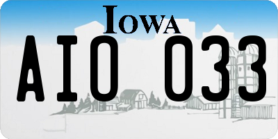 IA license plate AIO033