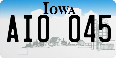 IA license plate AIO045