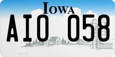 IA license plate AIO058