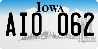 IA license plate AIO062