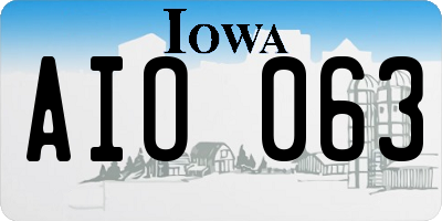 IA license plate AIO063