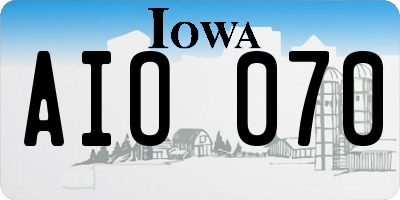 IA license plate AIO070