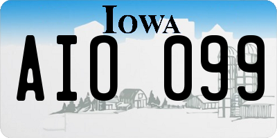 IA license plate AIO099