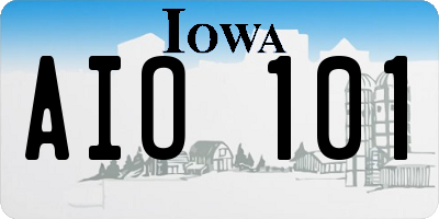 IA license plate AIO101