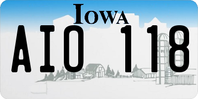 IA license plate AIO118