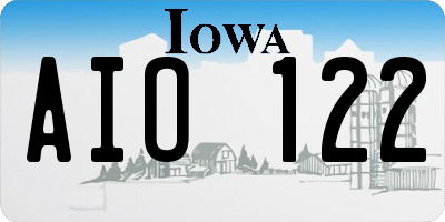 IA license plate AIO122