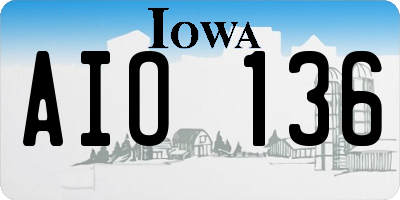 IA license plate AIO136