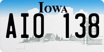 IA license plate AIO138