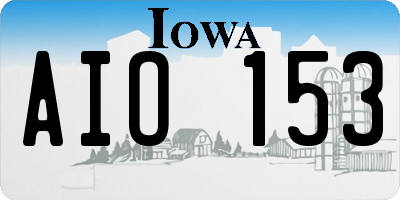IA license plate AIO153