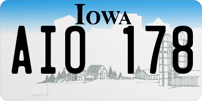 IA license plate AIO178