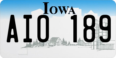 IA license plate AIO189
