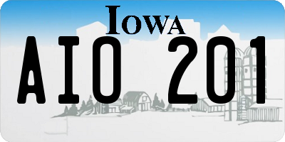 IA license plate AIO201