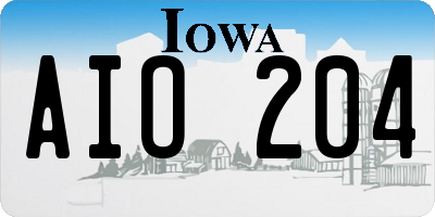 IA license plate AIO204