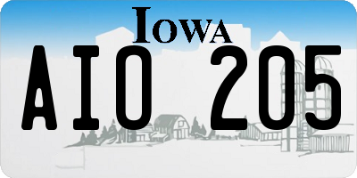 IA license plate AIO205