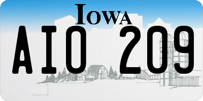 IA license plate AIO209
