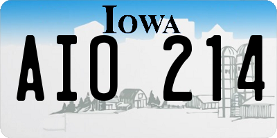 IA license plate AIO214
