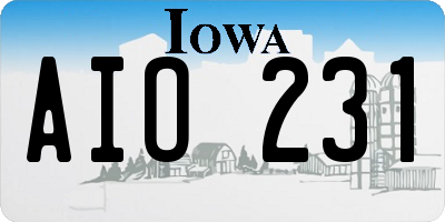 IA license plate AIO231