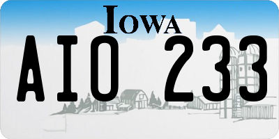 IA license plate AIO233