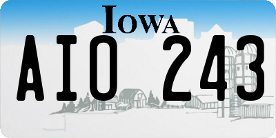 IA license plate AIO243