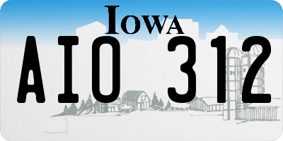 IA license plate AIO312