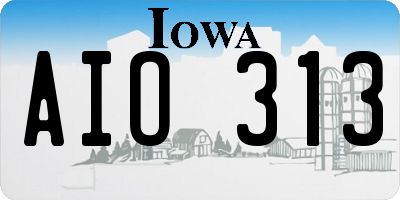 IA license plate AIO313
