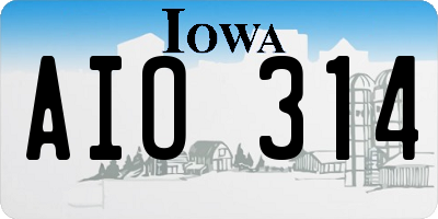 IA license plate AIO314