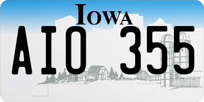 IA license plate AIO355