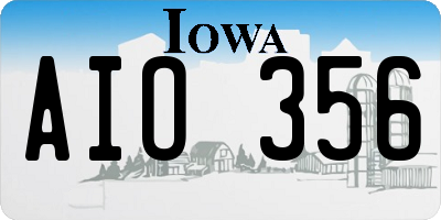 IA license plate AIO356