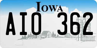 IA license plate AIO362