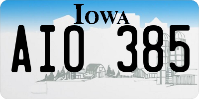 IA license plate AIO385