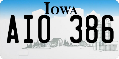 IA license plate AIO386