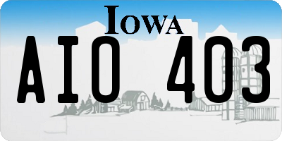 IA license plate AIO403